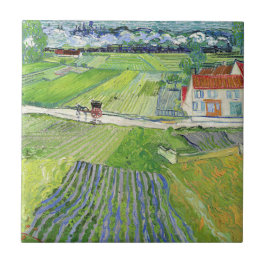 Azulejo Vincent van Gogh - Paisaje con Carriaje y Tren