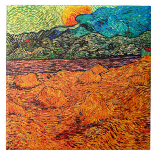 Azulejo Vincent Van Gogh - Paisaje nocturno con luna creci