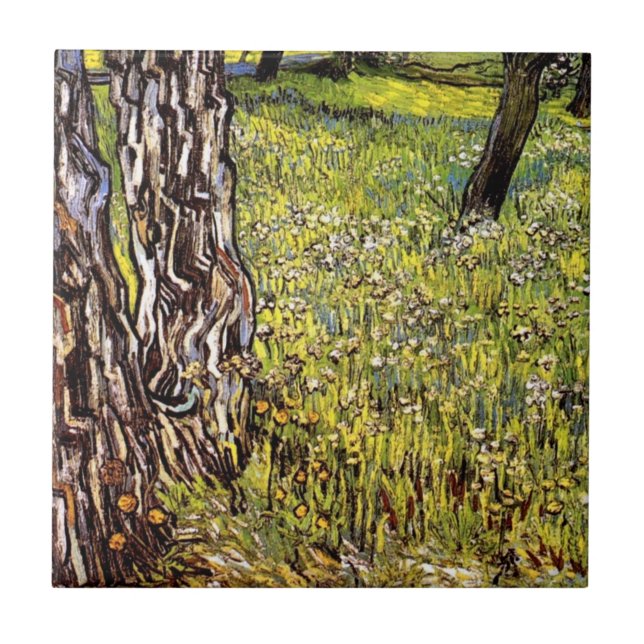Azulejo Vincent Van Gogh - Pinos Árboles Y Dandelions (Frente)