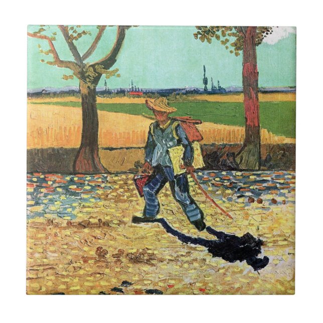 Azulejo Vincent Van Gogh - Pintor De Camino Al Trabajo (Frente)