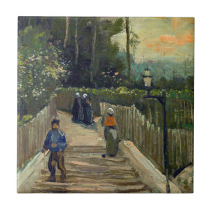 Azulejo Vincent van Gogh - Sendero inclinado en Montmartre