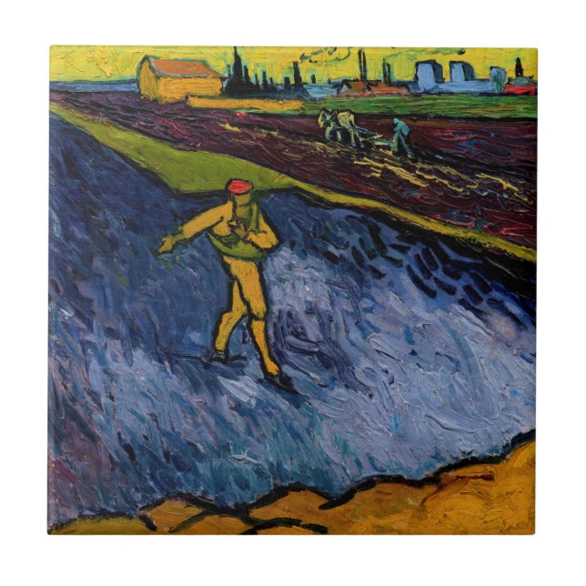 Azulejo Vincent van Gogh - The Sower: Las afueras de Arles (Frente)