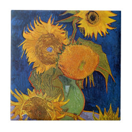 Azulejo Vincent van Gogh - Vase con cinco girasoles