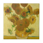 Azulejo Vincent van Gogh - Vase con quince girasoles<br><div class="desc">Vase con quince girasoles / Vase avec quinze tournesols - Vincent Van Gogh,  agosto de 1888 - Sunflowers 1888 versión para la boca (F454)</div>