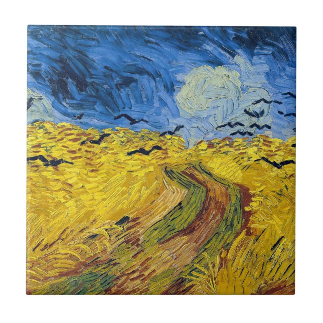 Azulejo Vincent van Gogh - Wheatfield con cuervos (Frente)