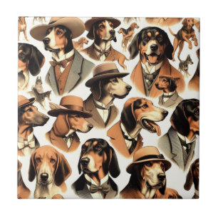 Azulejo Viñeta Coonhound Perro sin soldadura
