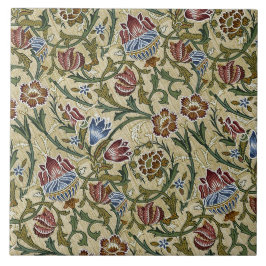 Azulejo Viñeta William Morris Floral Rosa Azul Brocade