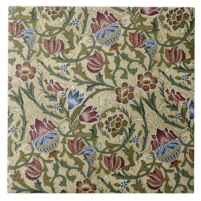 Azulejo Viñeta William Morris Floral Rosa Azul Brocade (Frente)