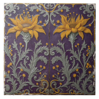 Azulejo Viñetas de girasol en violeta