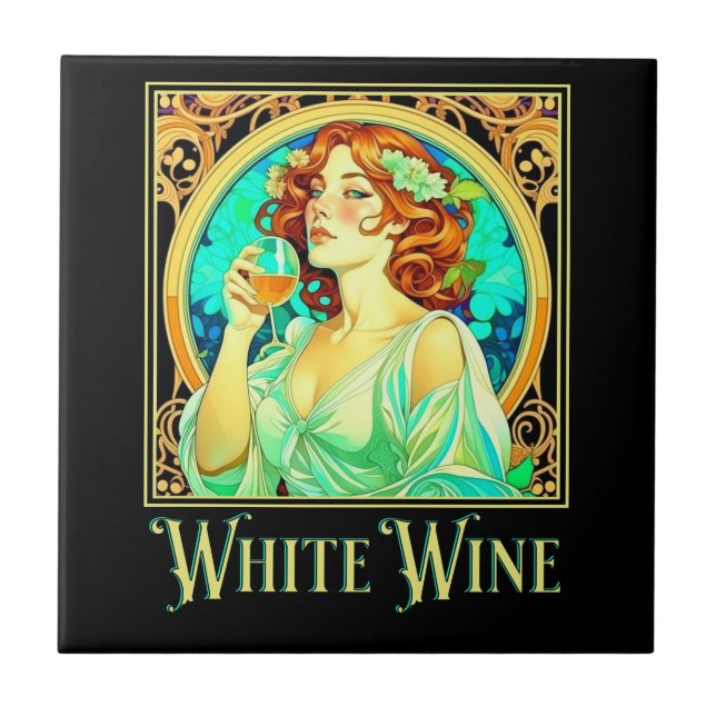 Azulejo Vino blanco Art Nouveau (Frente)
