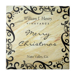 Azulejo Vino de pergamino de mármol de Navidad personaliza