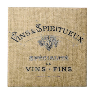 Azulejo Vino francés en Burlap