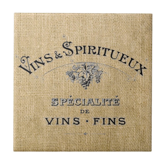 Azulejo Vino francés en Burlap (Frente)