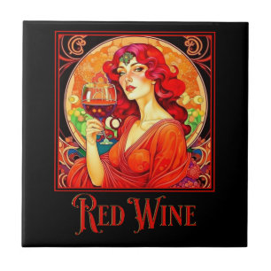 Azulejo Vino rojo Art Nouveau