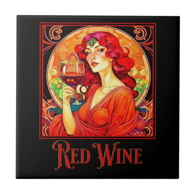 Azulejo Vino rojo Art Nouveau (Frente)
