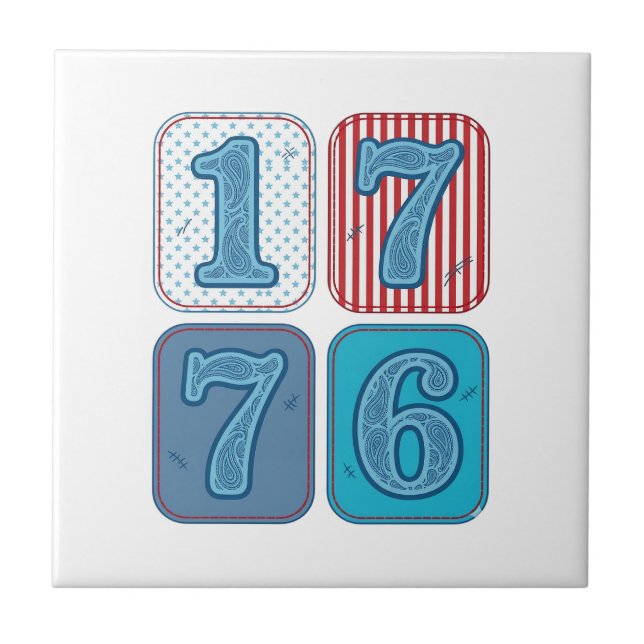 Azulejo Vintage 1776 Parche Patriótico (Frente)