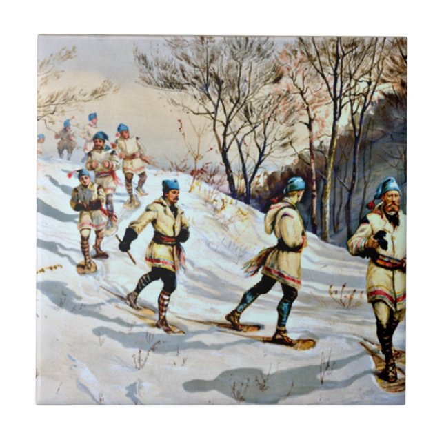 Azulejo Vintage (1886) Snow-Shoeing (Frente)
