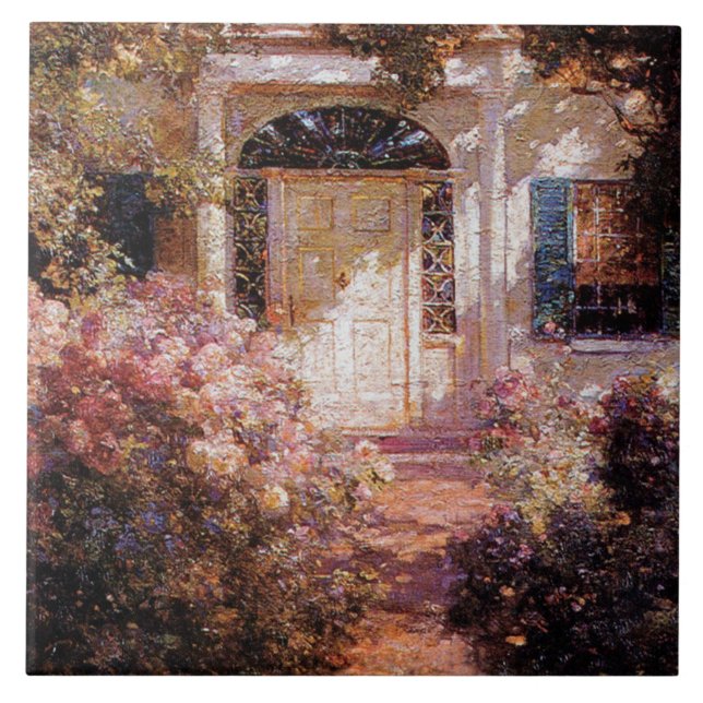 Azulejo Vintage Abbott Fuller Grave Puerta y Jardín (Frente)