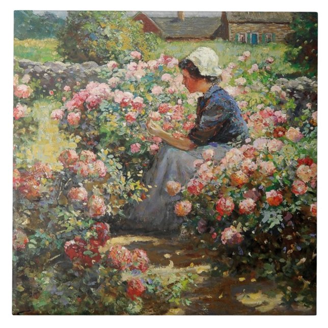 Azulejo Vintage Abbott Fuller Graves Flower Garden (Frente)
