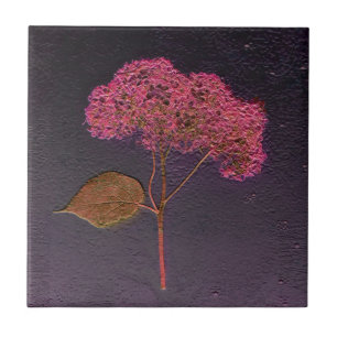 Azulejo Vintage Antiguo Purple Metálico Hidrangea Floral