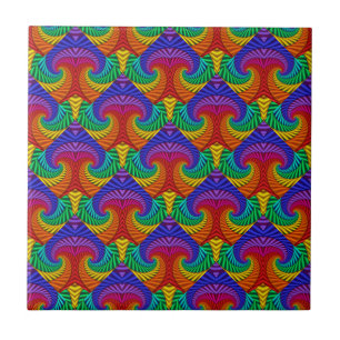 Azulejo Vintage arcoiris Psicodélico Fractal Kaleidoscope