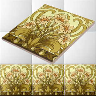 Azulejo Vintage Art Nouveau Gloxinia Floweze