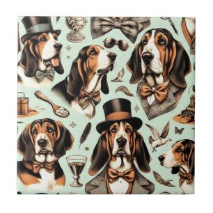 Azulejo Vintage Basset Hound Seamless