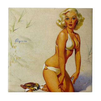Azulejo Vintage Beach Summer Pin up Chica