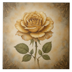 Azulejo Vintage, bello Rosa Oro Pintura Cerámica Tile