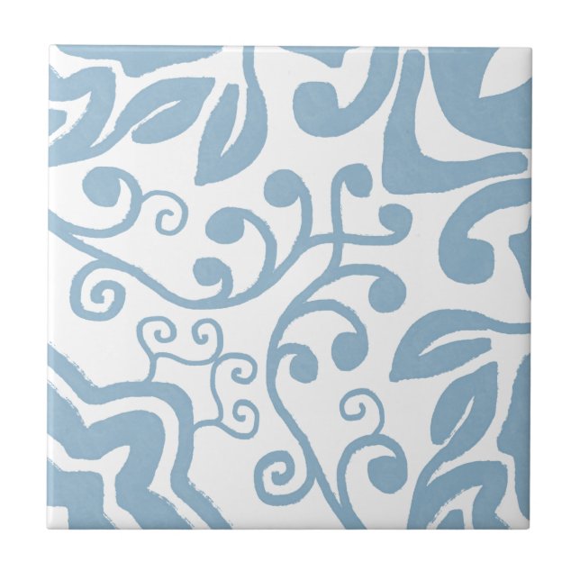 Azulejo Vintage blanco gris azul original acuarela única (Frente)