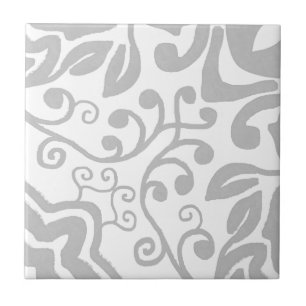 Azulejo Vintage blanco gris original acuarela única