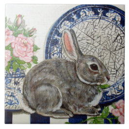 Azulejo Vintage Blue Rabbit Animal Nature Dedham Look