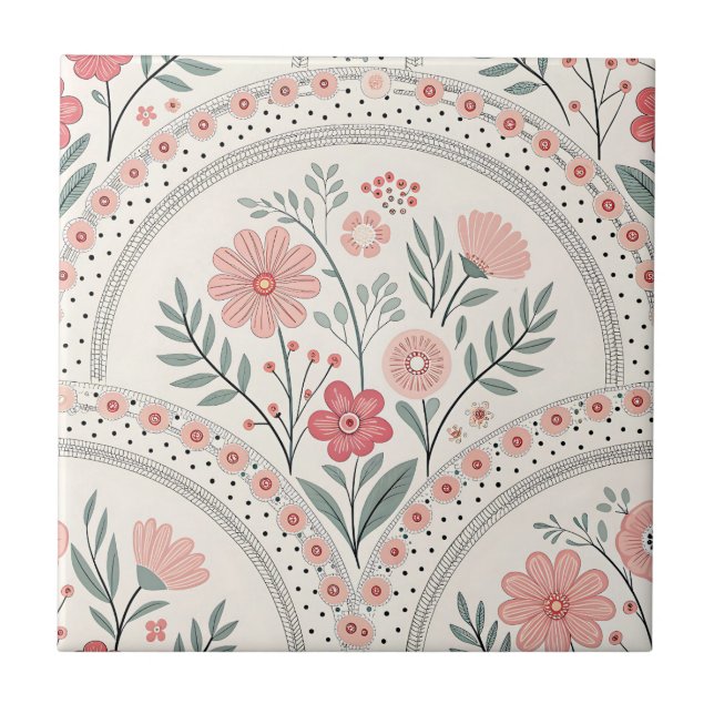 Azulejo Vintage Boho Floral Botánico (Frente)