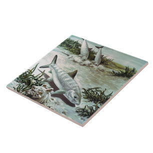 Azulejo Vintage Bonefish Underwater Scene