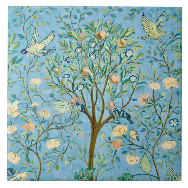 Azulejo Vintage Botanical Tree of Life with Birds  (Frente)