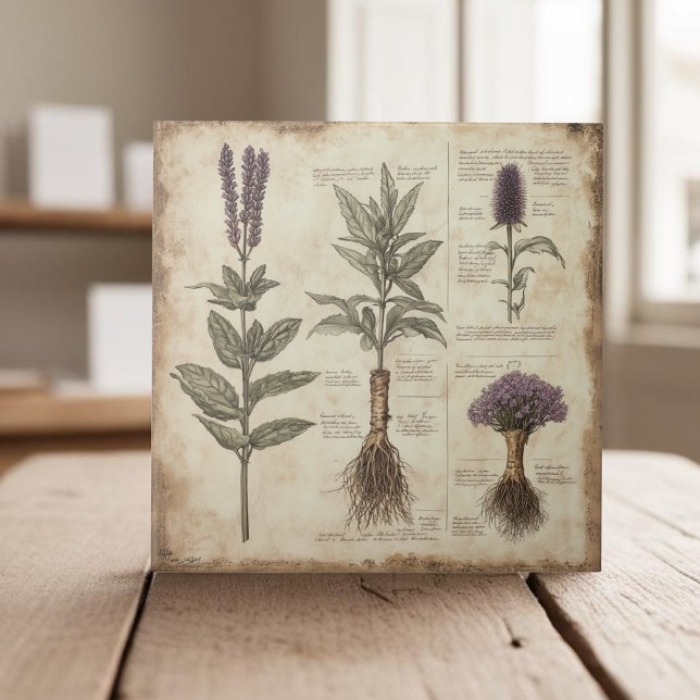 Azulejo Vintage botánico gráfico hierbas lavanda (Subido por el creador)