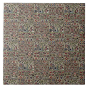 Azulejo Vintage British Embroidery Pattern Blue Pink