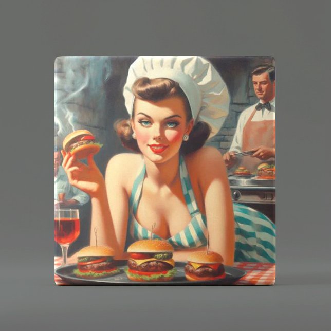 Azulejo Vintage Burger BBQ Woman (Subido por el creador)