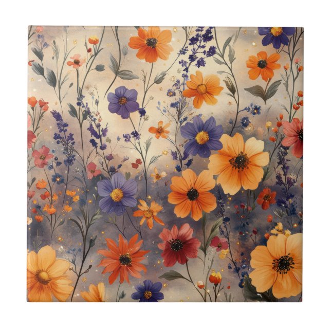 Azulejo Vintage Butterfly Wildflower (11) (Frente)