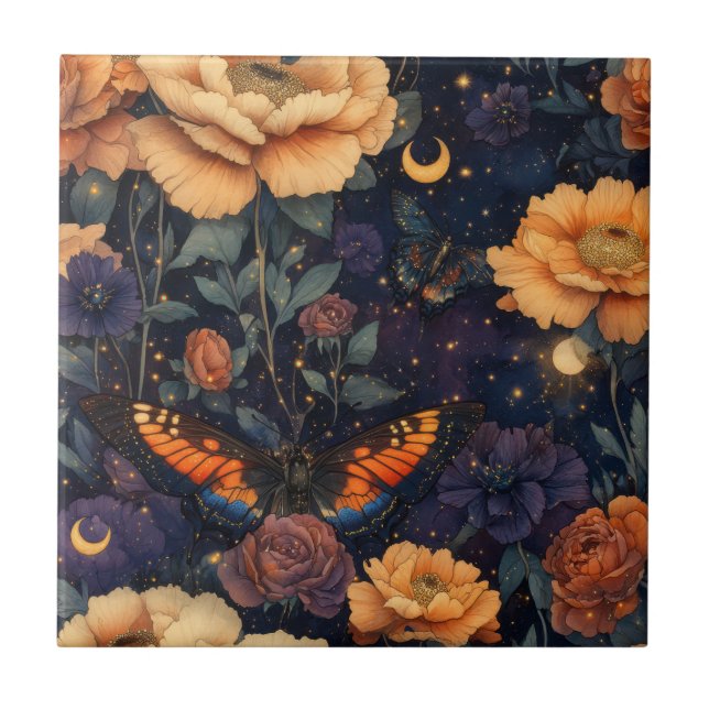 Azulejo Vintage Butterfly Wildflower (2) (Frente)