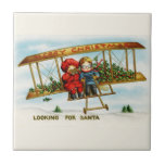 Azulejo Vintage Christmas Children Buscando a Santa María<br><div class="desc">Original ilustracion vintage de niños buscando Santa en Navidades. Por favor,  visite mi tienda para más productos con diseños vintage de alta calidad! --></div>