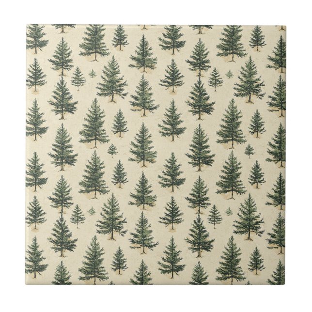 Azulejo Vintage Christmas Pine Tree Pattern (3) (Frente)