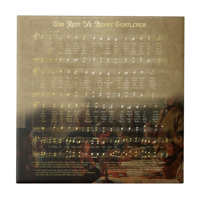 Azulejo Vintage Christmas Sheet Music Wooden Keepsake Box  (Frente)