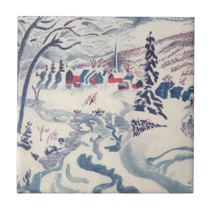 Azulejo Vintage Christmas, Wind Village Snowscape Snow