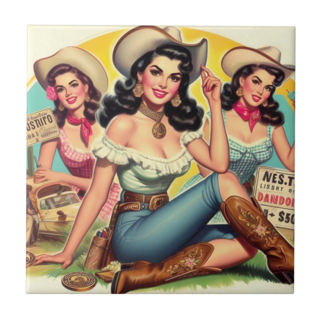 Azulejo Vintage Country Chicas (Frente)