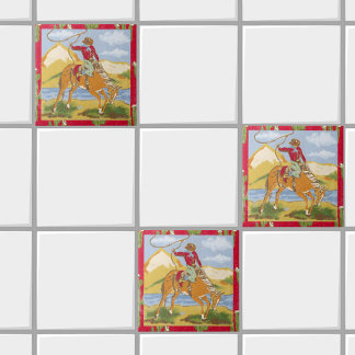 Azulejo Vintage Cowboy Rodeo Occidental Wild West
