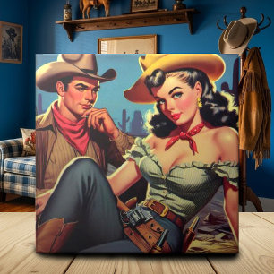Azulejo Vintage Cowboy y Cowgirl
