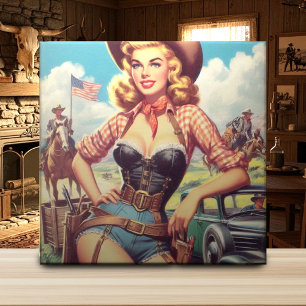 Azulejo Vintage Cowgirl Pin Up