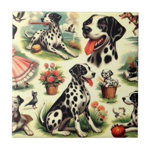 Azulejo Vintage Cute Dalmatian Seamless