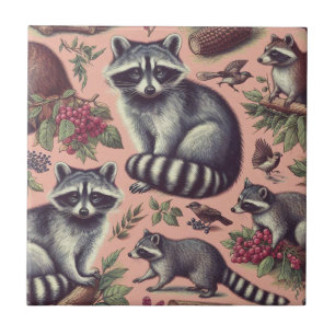 Azulejo Vintage Cute Racoon